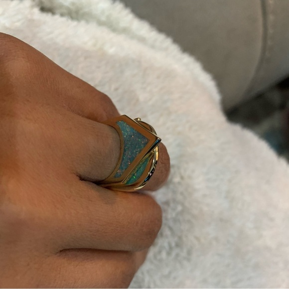 nOir Jewelry Gold and Blue Multi-Finger Ring - Picture 2 of 4